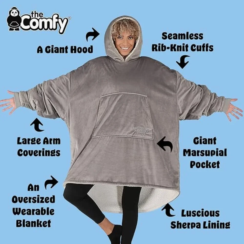 THE COMFY Original | Sherpa Lined Microfiber Fleece‎ Wearable Blanket,Oversized
